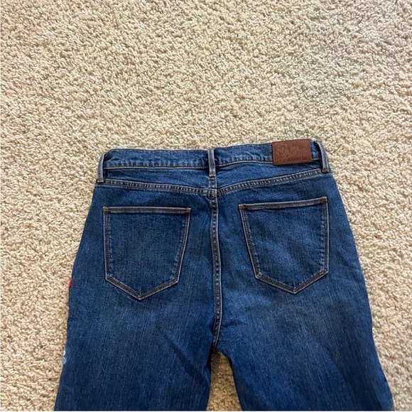 Johnny Was Blue Flare Jeans with Floral Embroidery - Picture 5 of 7